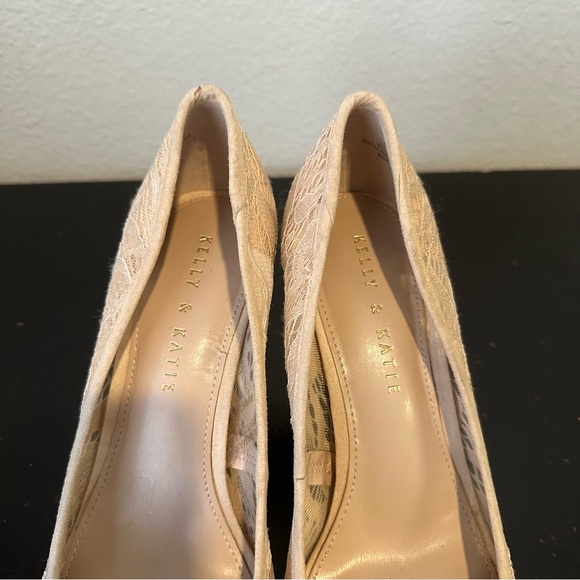 Kelly & Katie Light Pink Lace Pointed Toe High Heels - Picture 8 of 16